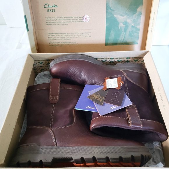 Clarks, Men's Ryerson Peak, Winter Boot, Brown Leather, Size U.S. 8 M, U.K. 7 - Picture 1 of 16